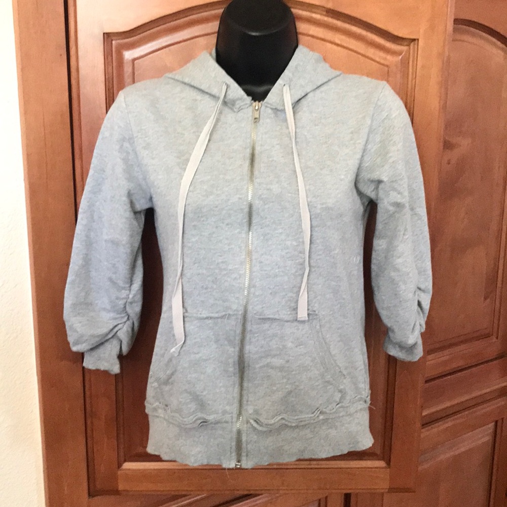 Olsenboye Sequins Peace Sign Zip Up Hoodie